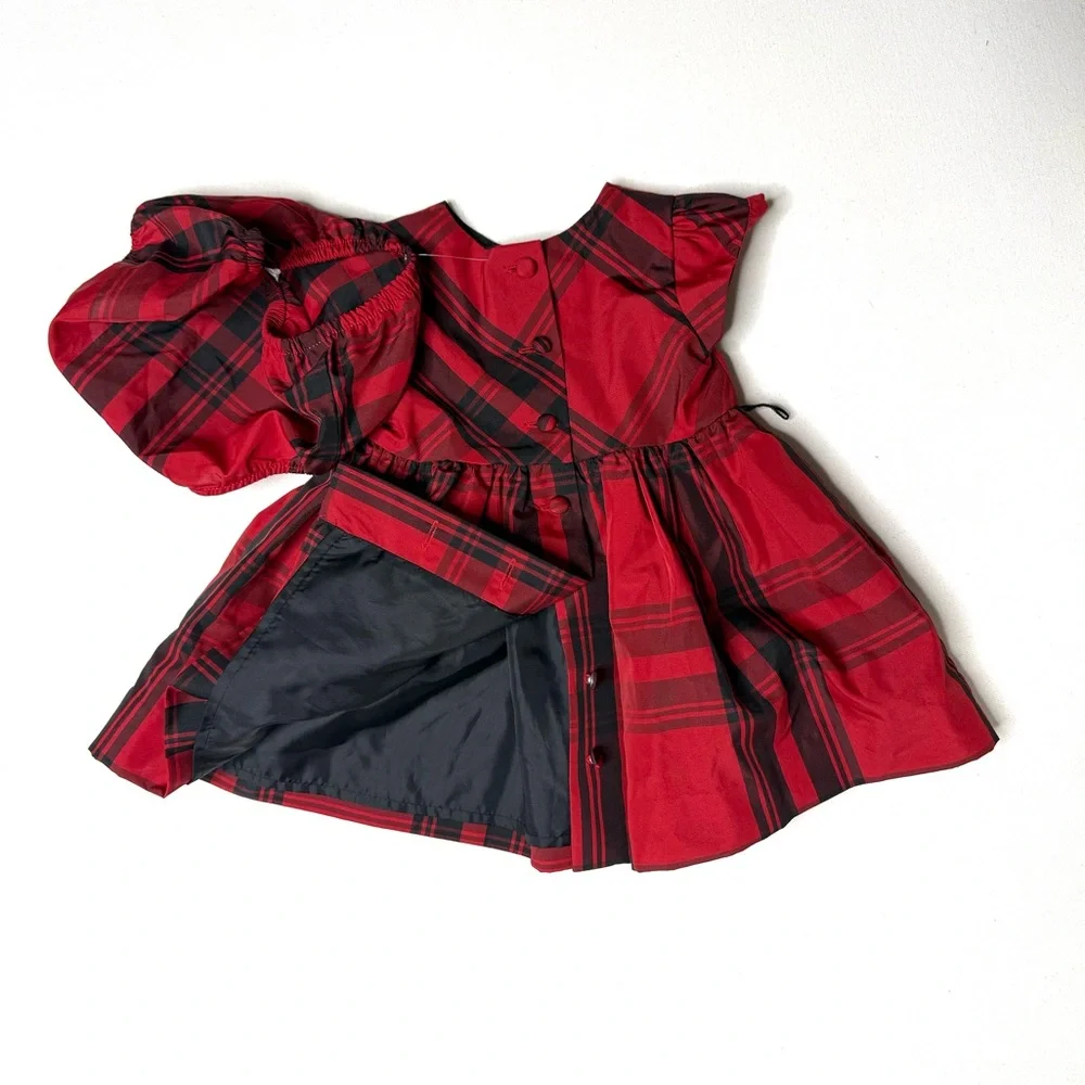 Ralph Lauren Baby Girl Red and Black Plaid Dress Holiday Dress w/Bloomers Sz 6M